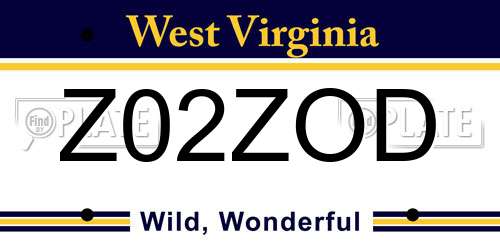 Z02ZOD West Virginia License Plate