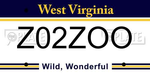 Z02ZOO West Virginia License Plate