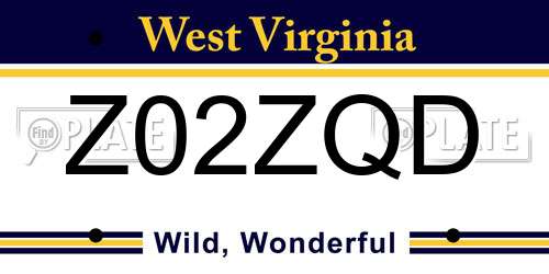 Z02ZQD West Virginia License Plate