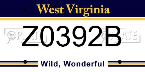 Z0392B West Virginia License Plate