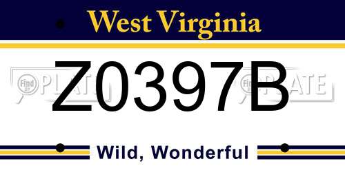 Z0397B West Virginia License Plate