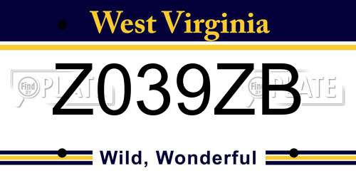 Z039ZB West Virginia License Plate