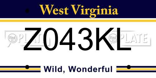 Z043KL West Virginia License Plate