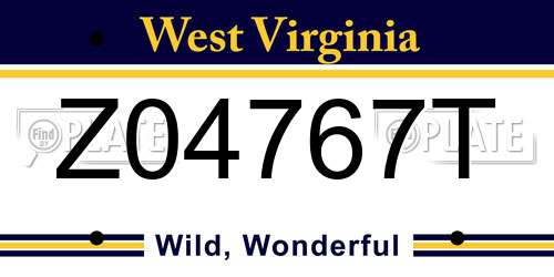 Z04767T West Virginia License Plate