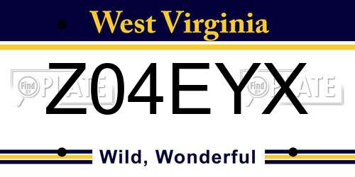 Z04EYX West Virginia License Plate