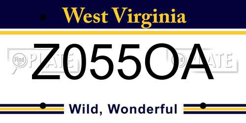 Z055OA West Virginia License Plate