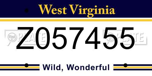 Z057455 West Virginia License Plate