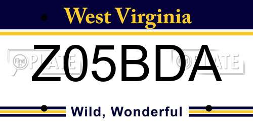 Z05BDA West Virginia License Plate