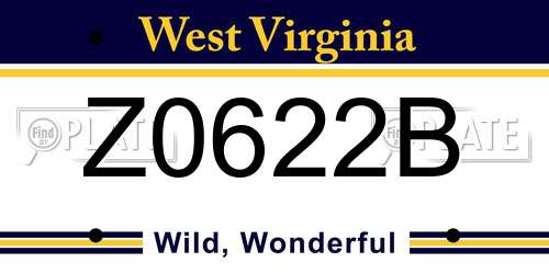 Z0622B West Virginia License Plate