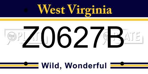 Z0627B West Virginia License Plate