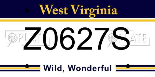 Z0627S West Virginia License Plate