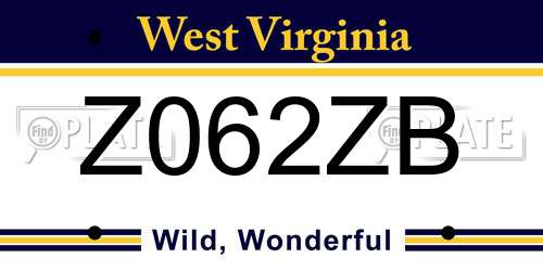 Z062ZB West Virginia License Plate