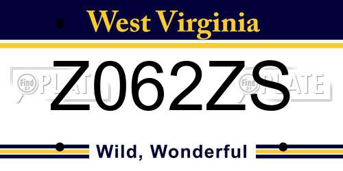 Z062ZS West Virginia License Plate