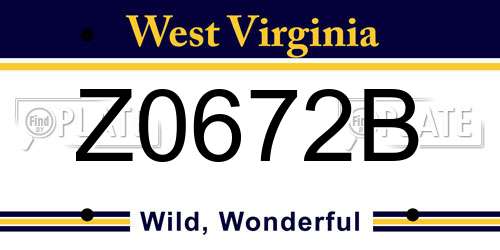 Z0672B West Virginia License Plate
