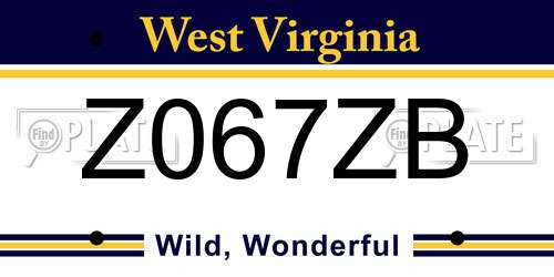 Z067ZB West Virginia License Plate