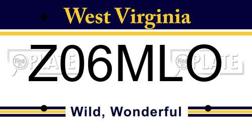 Z06MLO West Virginia License Plate