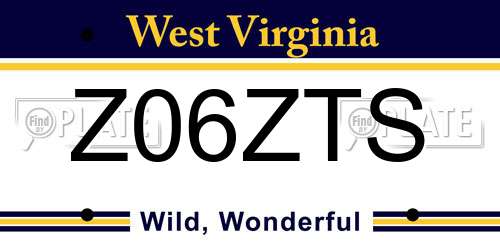Z06ZTS West Virginia License Plate