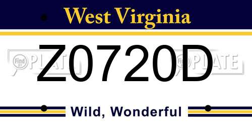 Z0720D West Virginia License Plate