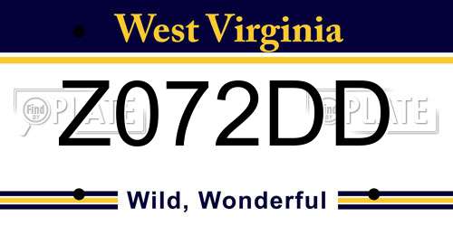 Z072DD West Virginia License Plate