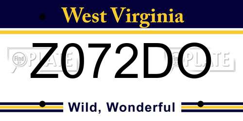 Z072DO West Virginia License Plate
