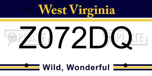 Z072DQ West Virginia License Plate