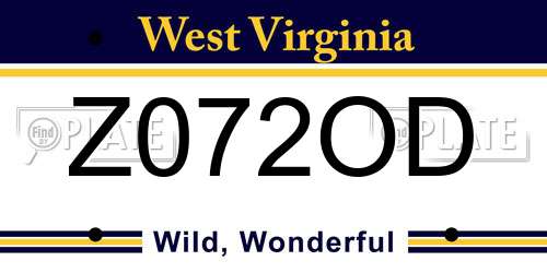 Z072OD West Virginia License Plate