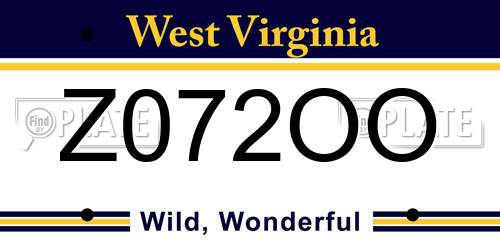 Z072OO West Virginia License Plate