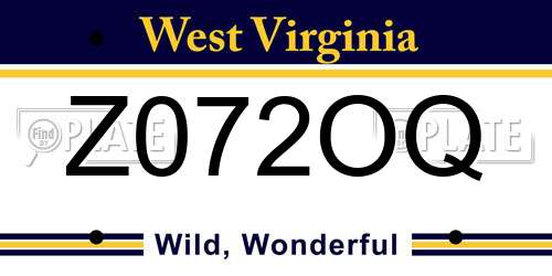 Z072OQ West Virginia License Plate
