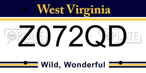 Z072QD West Virginia License Plate