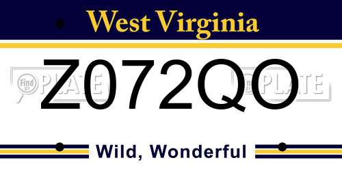 Z072QO West Virginia License Plate