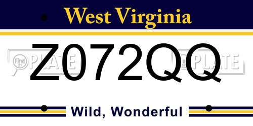 Z072QQ West Virginia License Plate