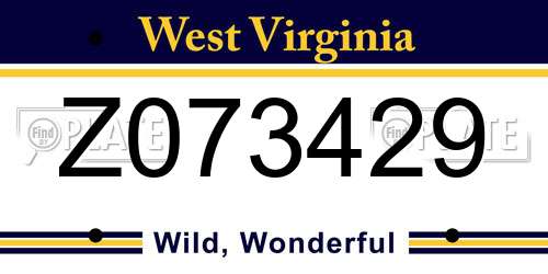 Z073429 West Virginia License Plate