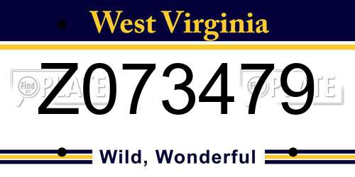 Z073479 West Virginia License Plate