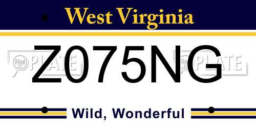 Z075NG West Virginia License Plate