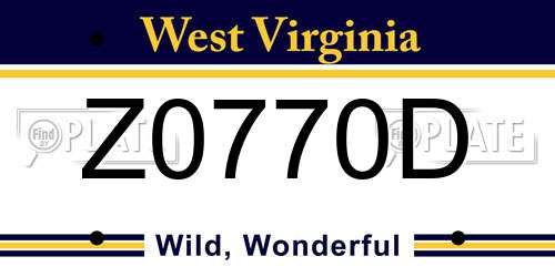 Z0770D West Virginia License Plate