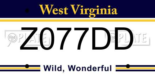 Z077DD West Virginia License Plate