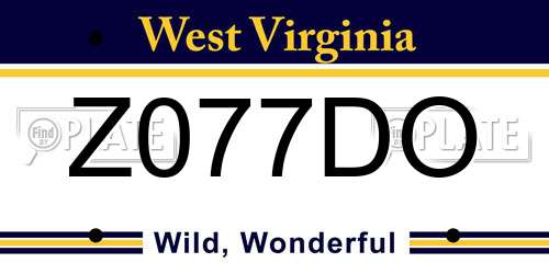 Z077DO West Virginia License Plate