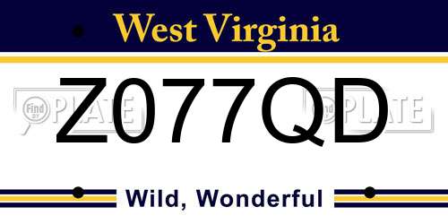 Z077QD West Virginia License Plate