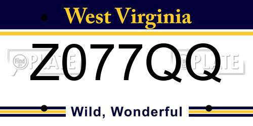 Z077QQ West Virginia License Plate