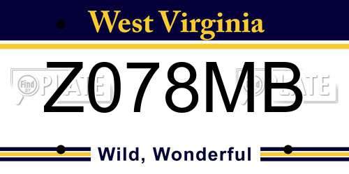 Z078MB West Virginia License Plate