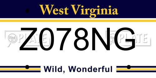 Z078NG West Virginia License Plate