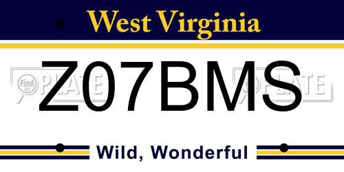 Z07BMS West Virginia License Plate