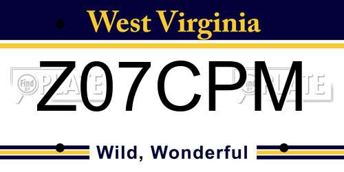 Z07CPM West Virginia License Plate