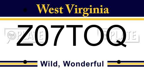 Z07TOQ West Virginia License Plate