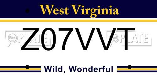 Z07VVT West Virginia License Plate