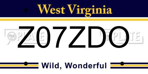 Z07ZDO West Virginia License Plate