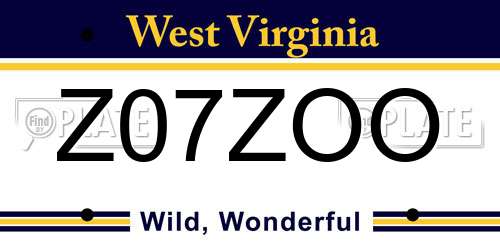 Z07ZOO West Virginia License Plate