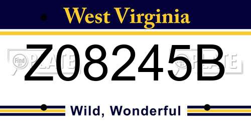 Z08245B West Virginia License Plate