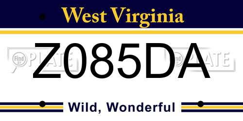 Z085DA West Virginia License Plate