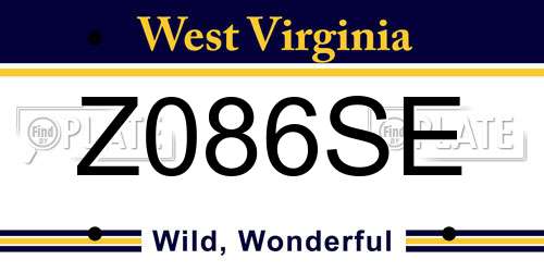 Z086SE West Virginia License Plate